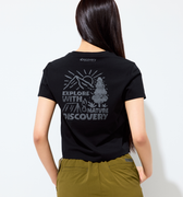 Women's Freshvent Washed Crop Camping Hand-drawing Graphic Short Sleeve T-shirt