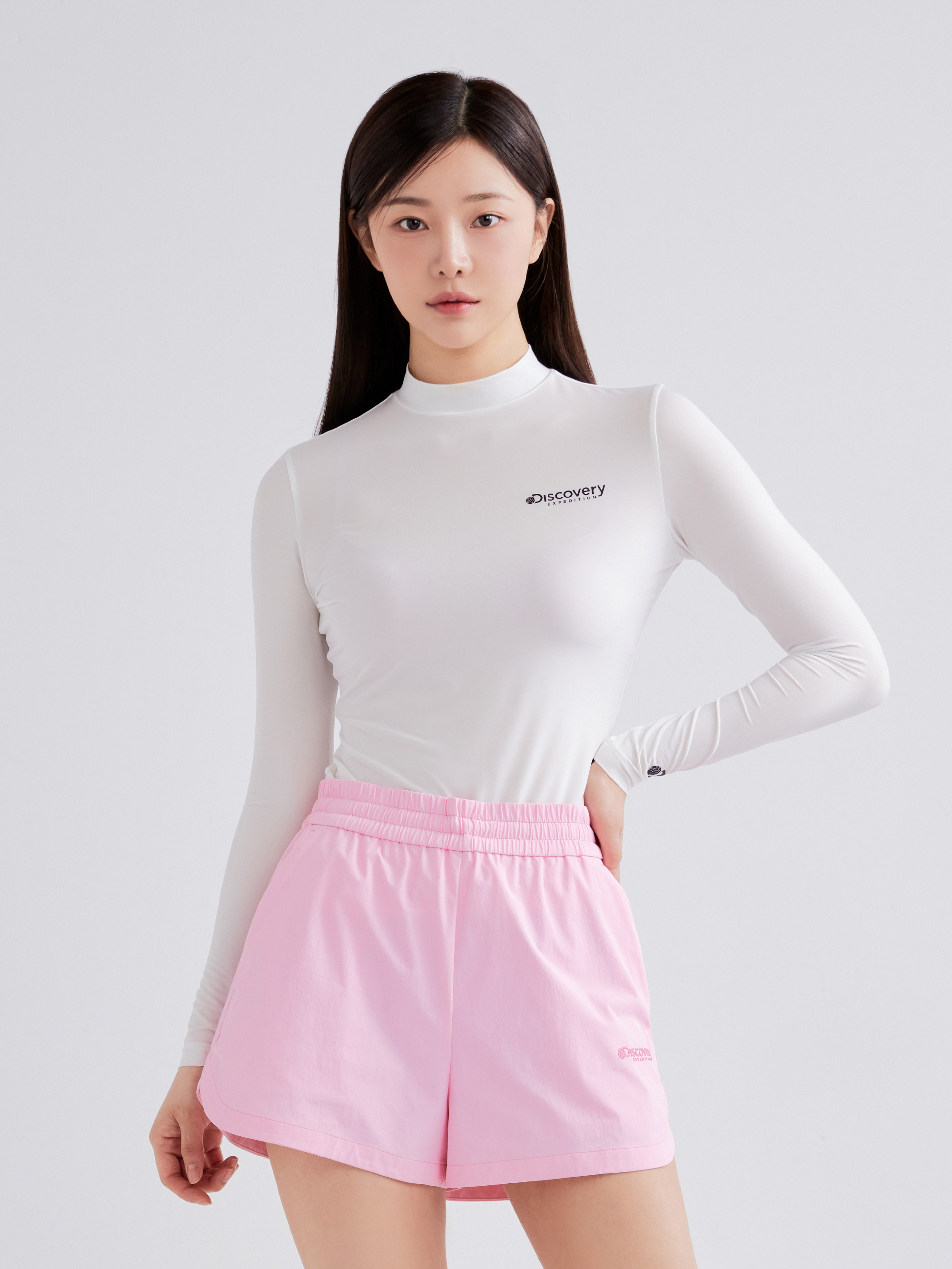 Women's Cold Layered Van Hi -Neck Long -Sleeved T-shirt