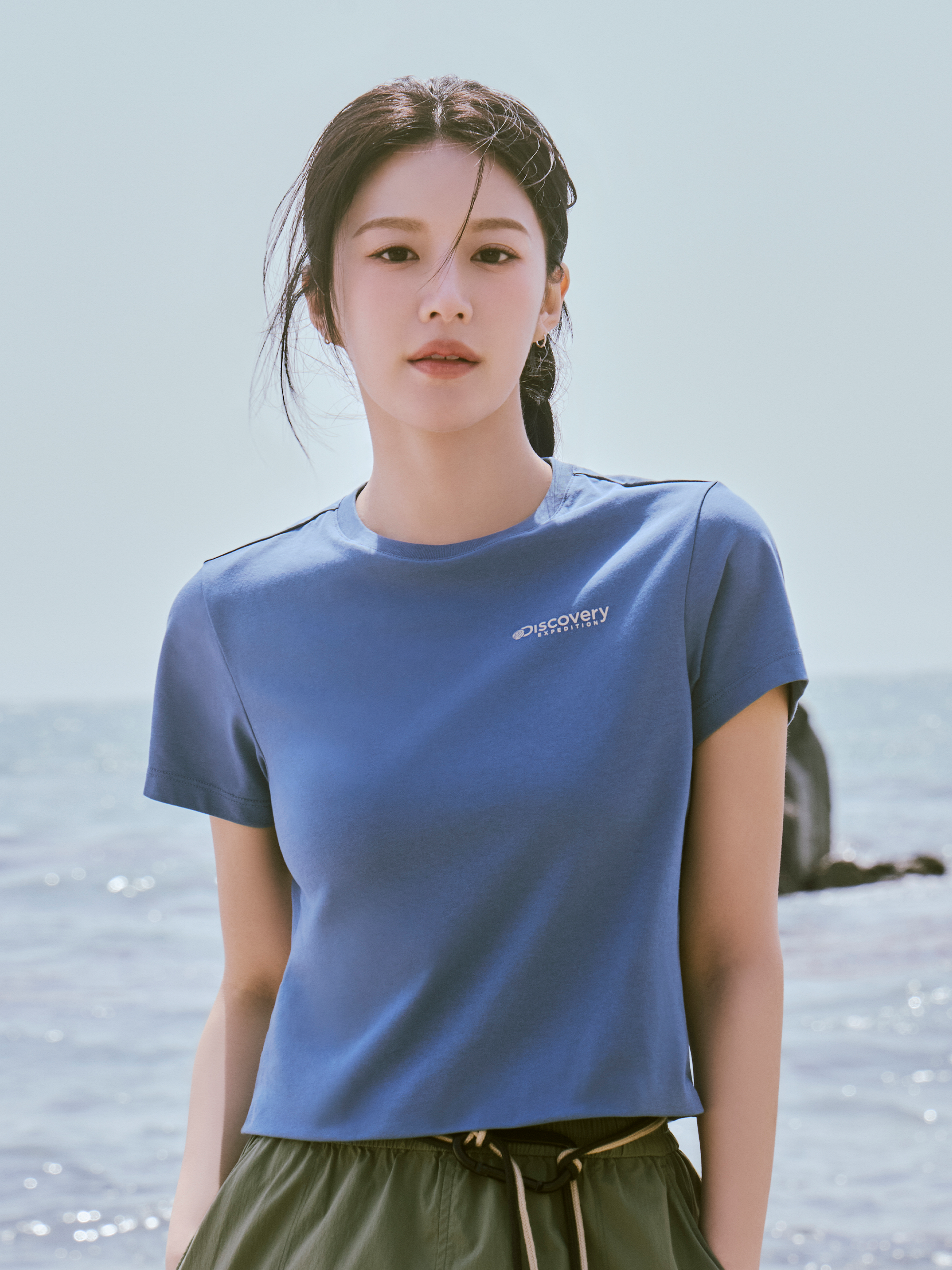 Women's Freshvent Washed Crop Camping Hand-drawing Graphic Short Sleeve T-shirt