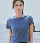 Women's Freshvent Washed Crop Camping Hand-drawing Graphic Short Sleeve T-shirt