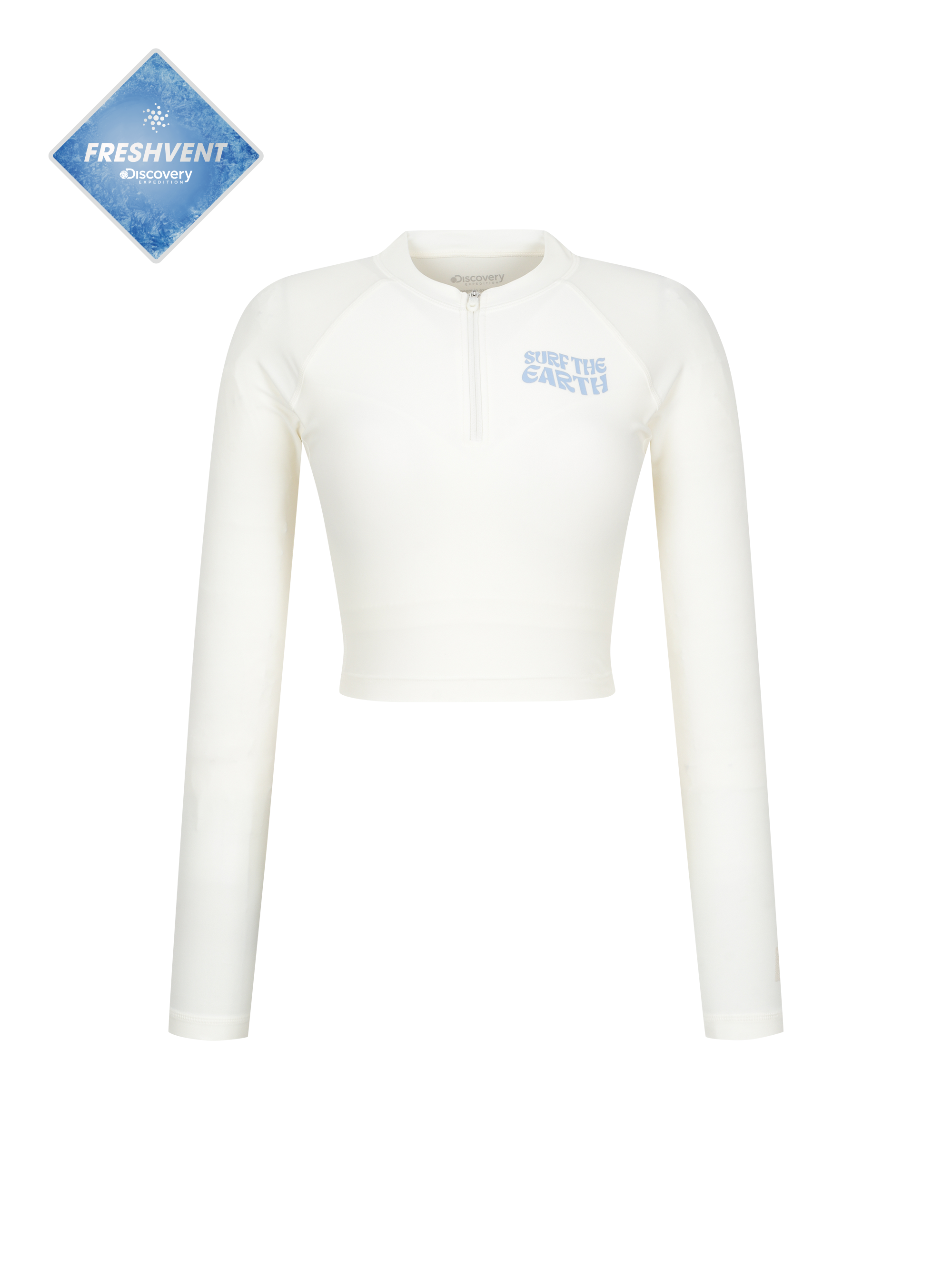 Freshvent Women's Hot Summer Half Zipup Crop Rash Guard