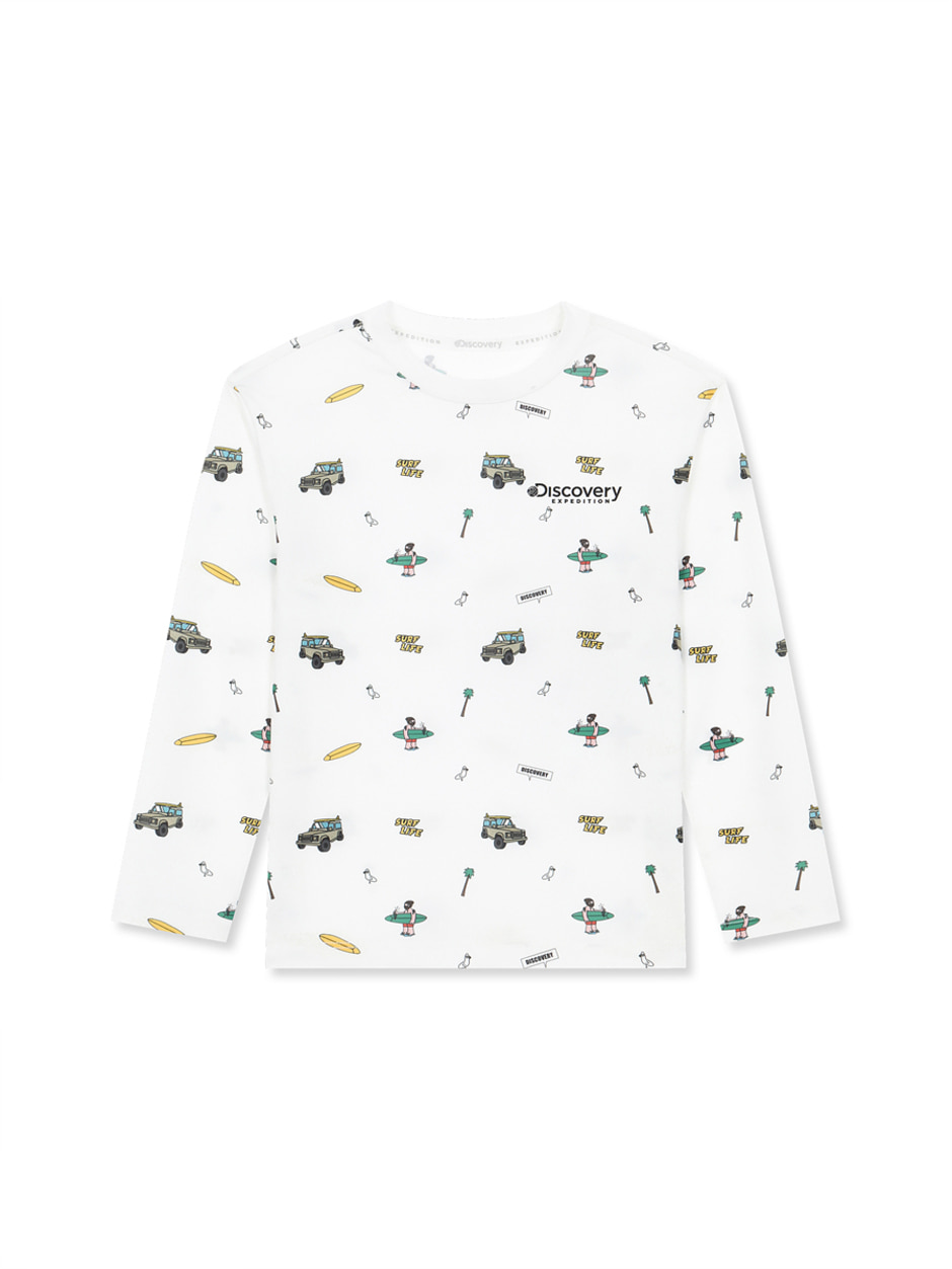 [KIDS] Main Crew Beach All Over Water T-Shirts Off White