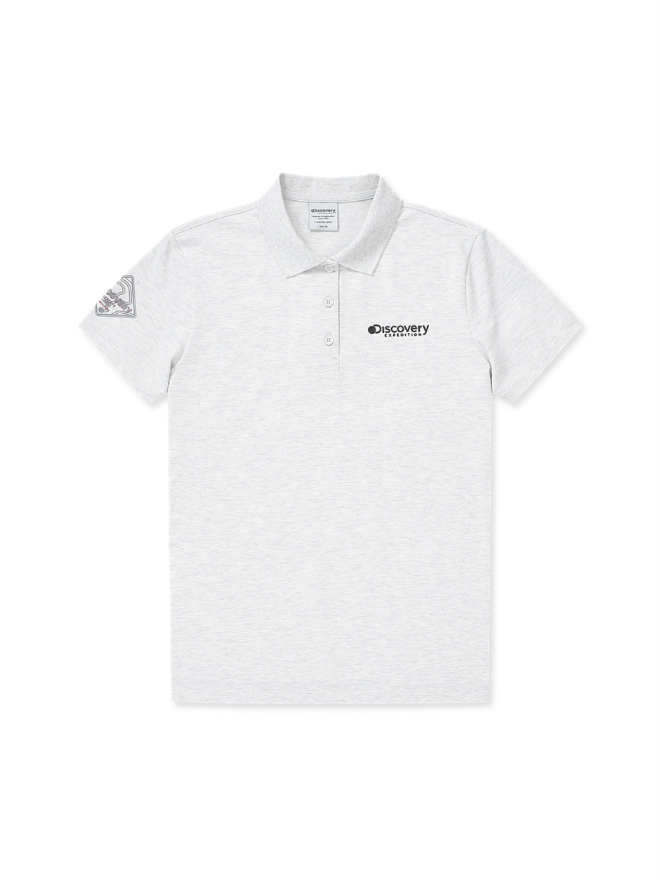 [WMS] Sleeve Logo Collar T-Shirts L.Melange Grey