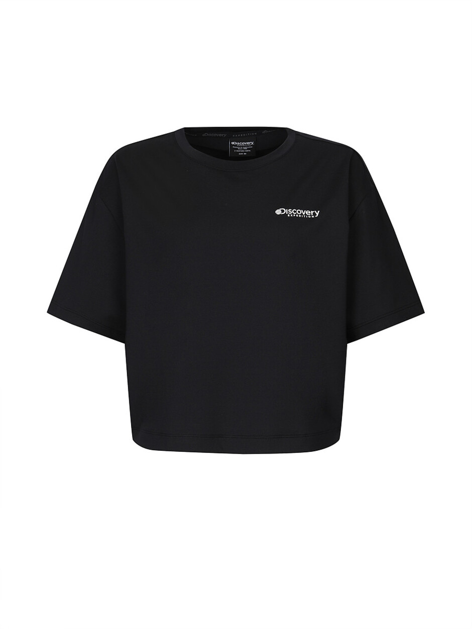[WMS] Overfit Small Logo Women Crop Water T-Shirts Black