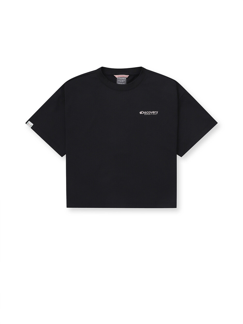 [WMS] Women`s Back Graphic Crop T-Shirts Black
