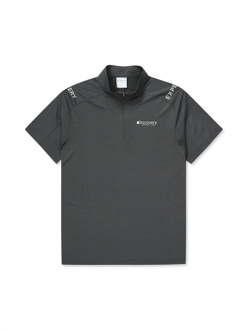 Cool Zip Up T-Shirts Dark Melange Gray