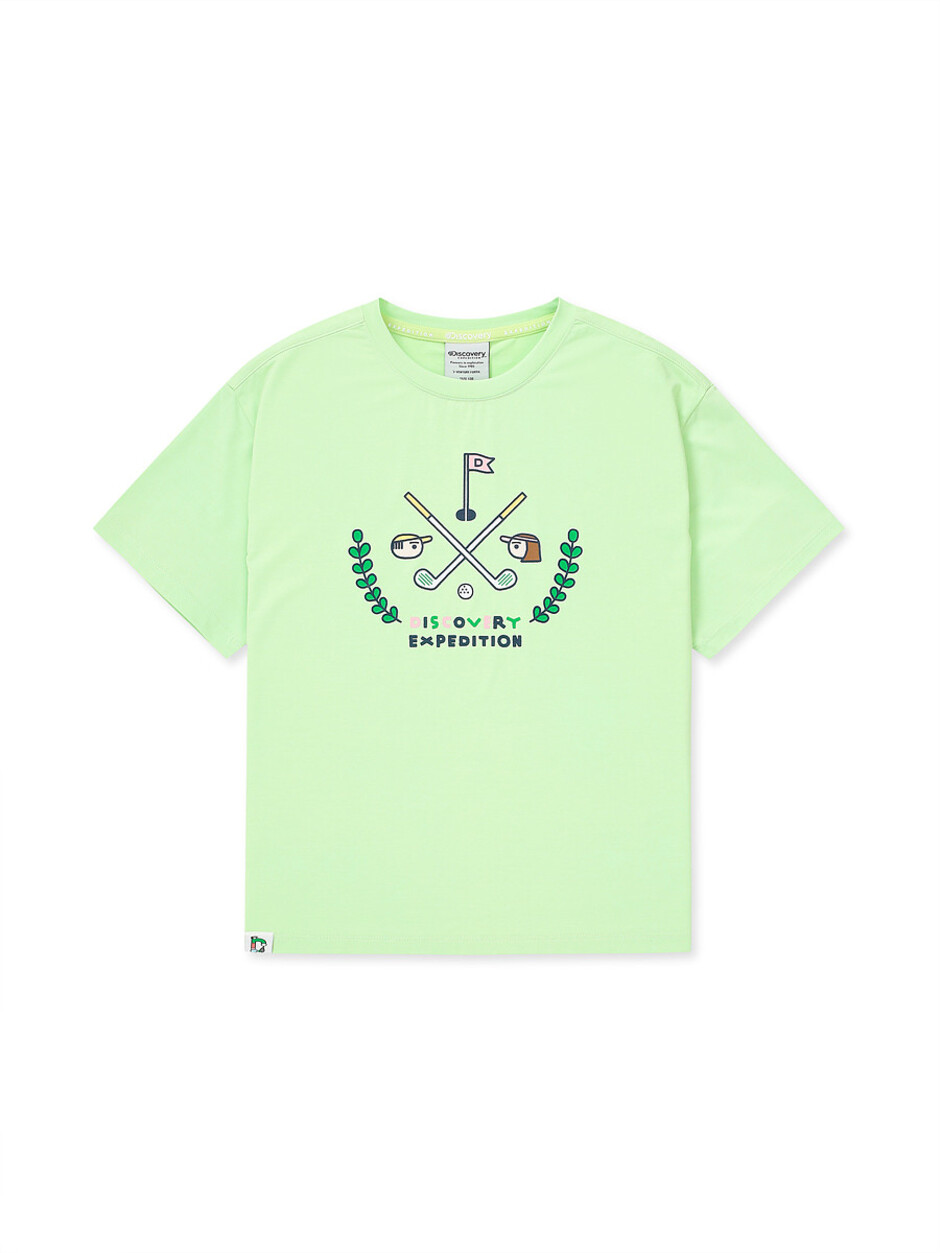 [KIDS] Girl Golf Graphic T-Shirt Neon Mint