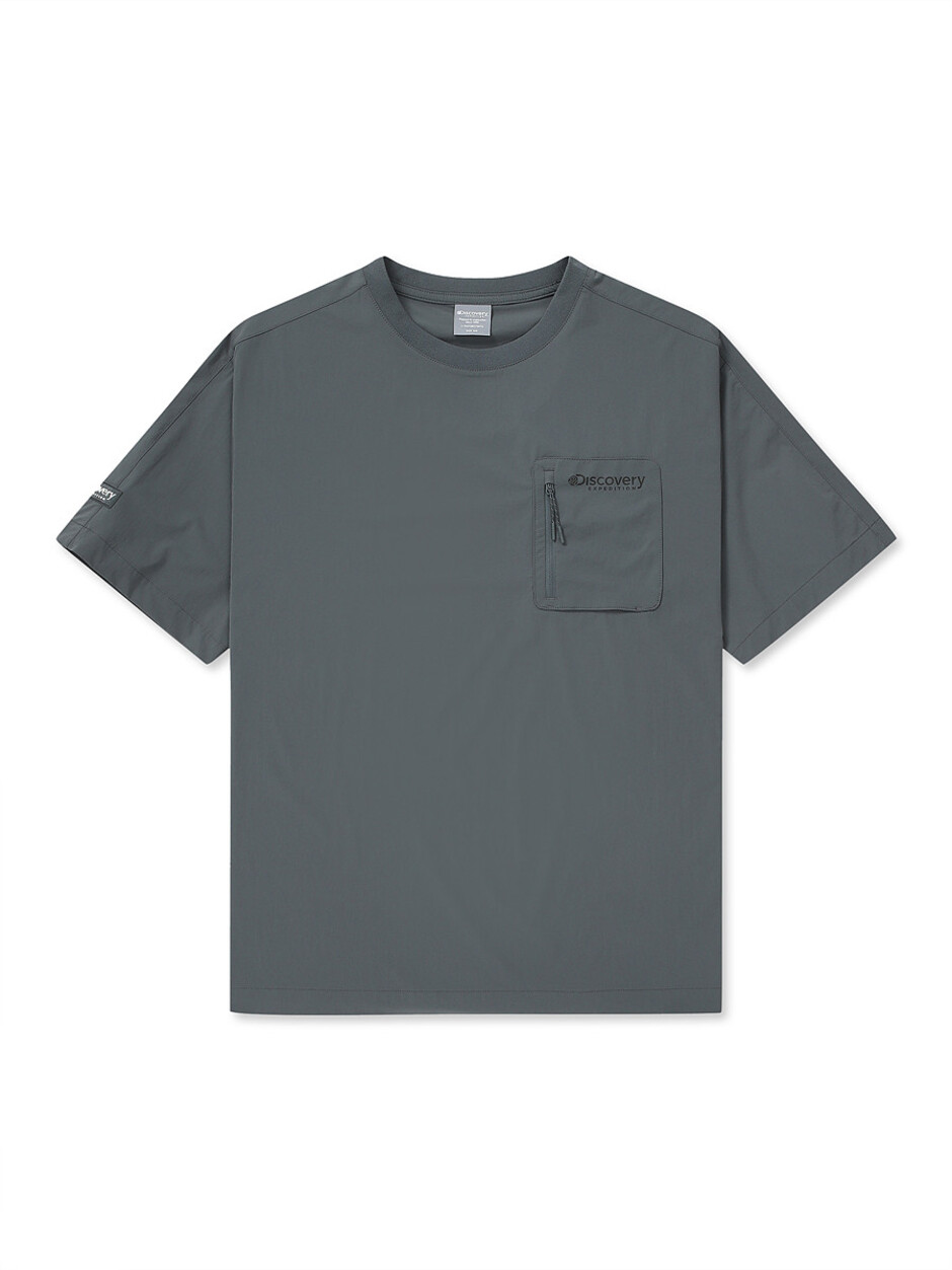 Lightweigh Gorpcore  Woven Pocket T-Shirts D.Grey