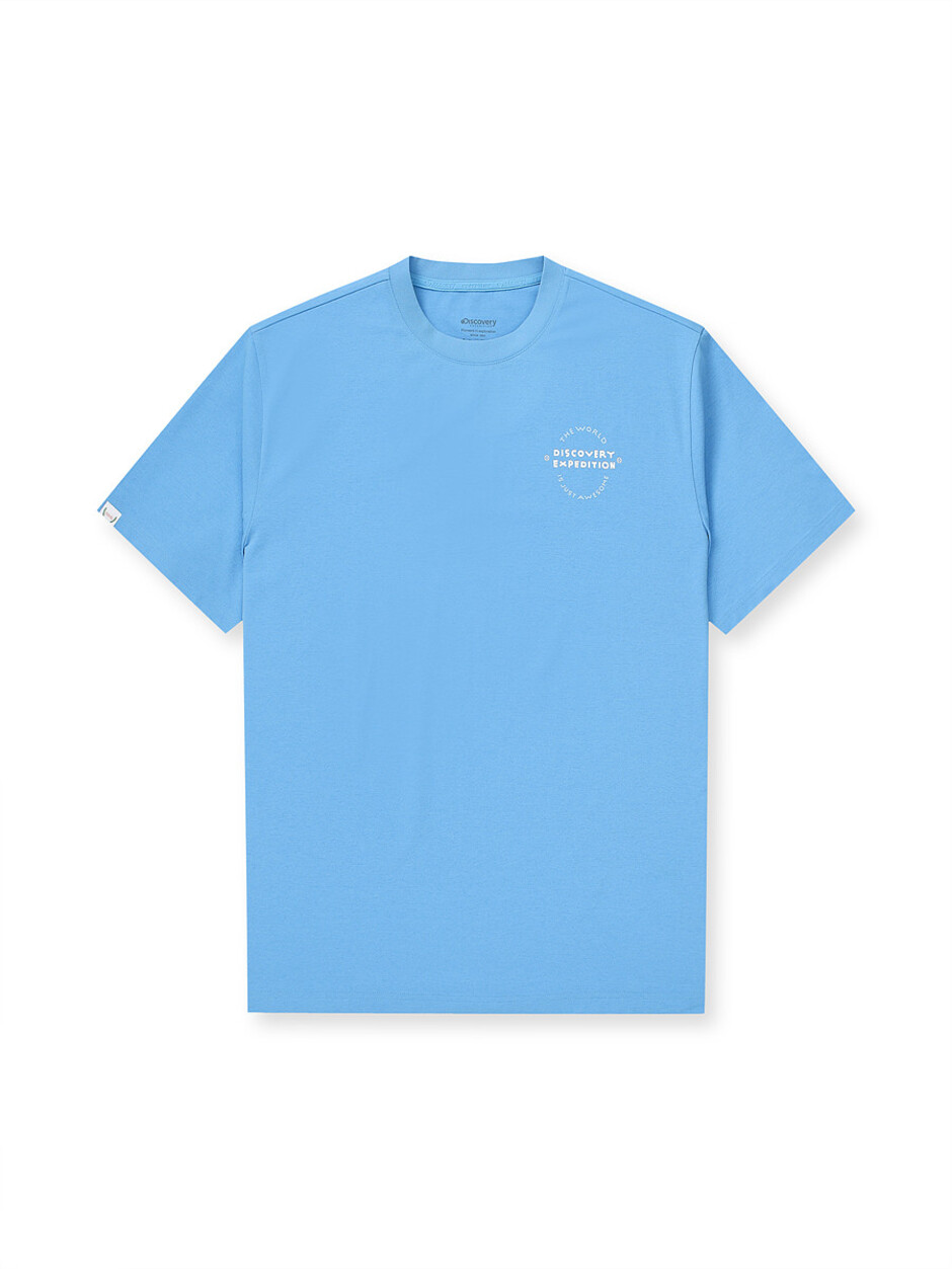Athleisure Round Graphic T-Shirts L.Cobalt Blue