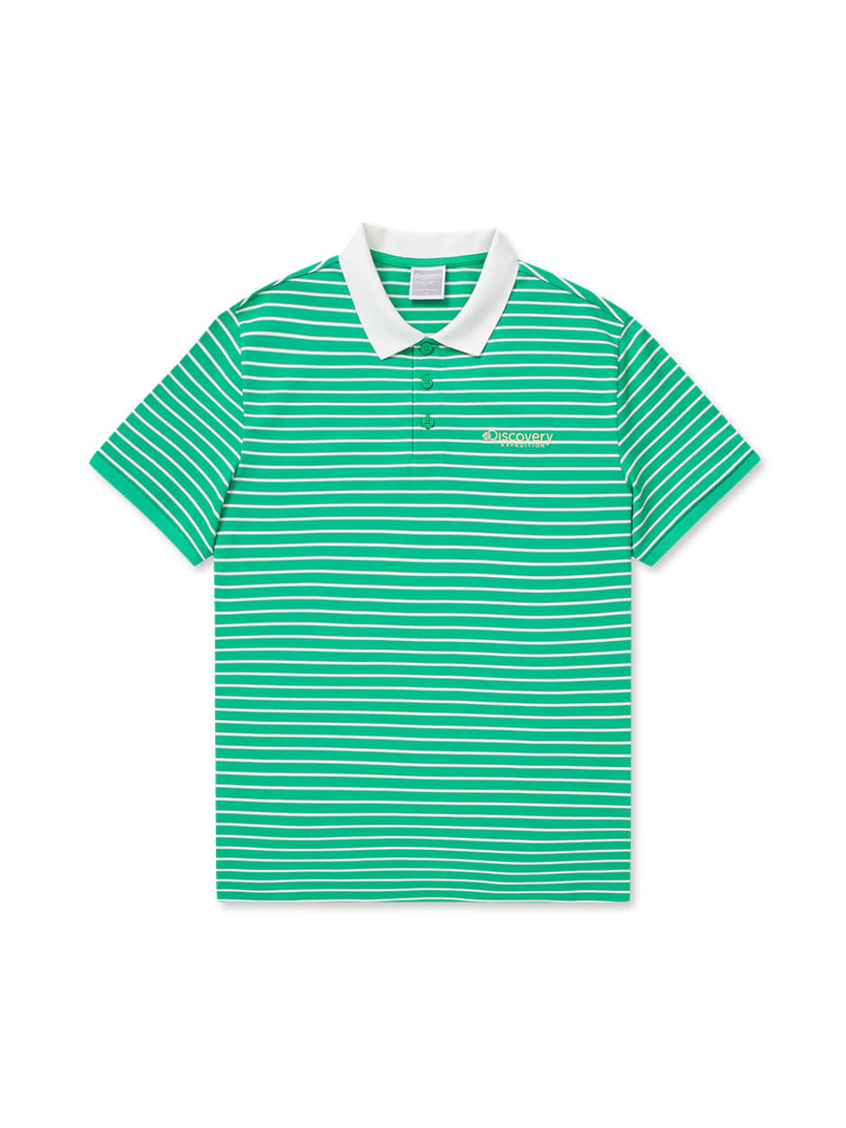 Stripe Collar T-Shirts Neon Green