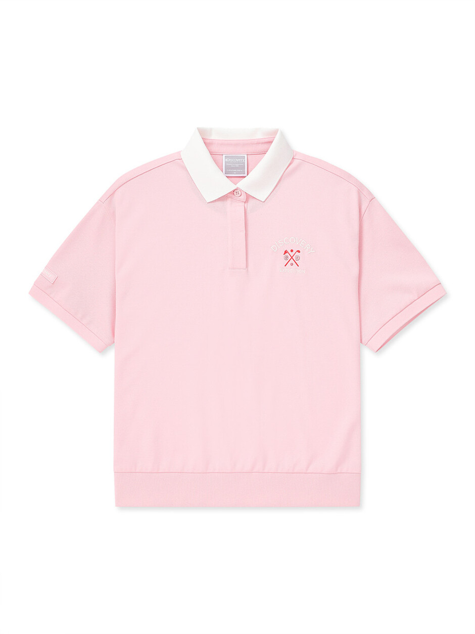 [WMS] Artwork Logo Collar T-Shirts L.Pink