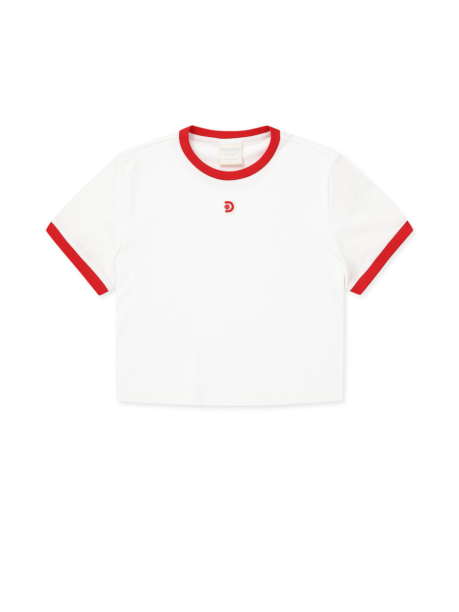 [WMS] Crop Ringer T-Shirts Red
