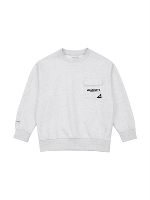[KIDS]  Pocket Sweatshirt L.Melange Grey