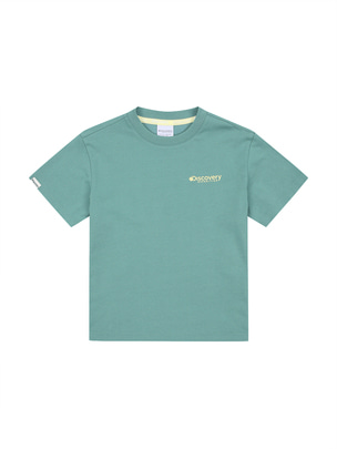 [KIDS]  Back Graphic Logo Pointed T-Shirt L.Green