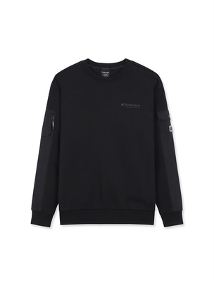 Woven Hybrid Mesh Pocket Sweatshirt Black