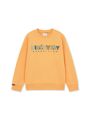 [KIDS] Embroidered Lettering Sweatshirt Orange