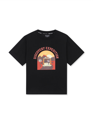 [KIDS] Family Main Crew Logo Graphic Shorts Sleeve T-Shirts Black