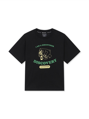 [KIDS] Family Main Crew Graphic Shorts Sleeve T-Shirts Black