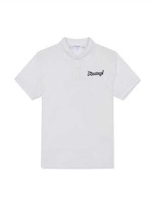 [WMS] Casual Lettering Collar T-Shirts Off White