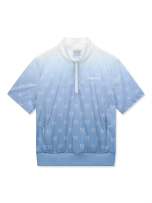 [WMS] Shorts Sleeved Half Zip Up Windbreaker Aqua Blue