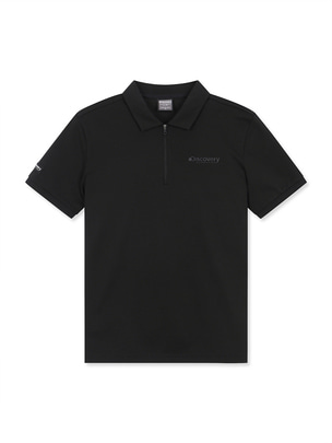 Basic Zip-Up Collar T-Shirts Black