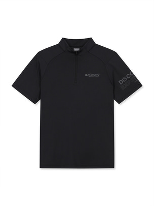 Cool Neck Zip Up T-Shirts Black