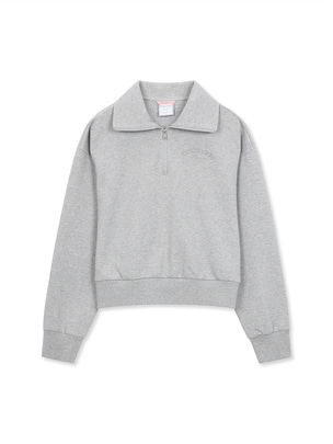[WMS] Crop Training Half Zip-Up Sweatshirt Melange Grey