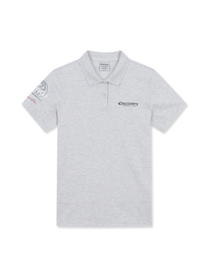 [WMS] Logo Collar T-Shirts L.Melange Grey