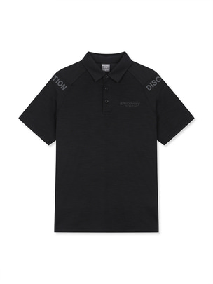 Raglan Lettering Collar T-Shirts Black
