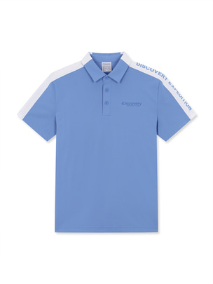 Side Line Collar T-Shirts Aqua Blue