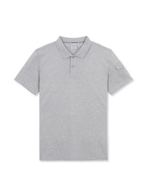 Men`S Pocket Collar T-Shirt Melange Grey