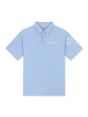 Raglan Sleeve Point Collar T-Shirts Skyblue