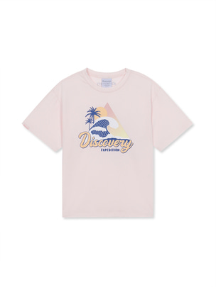 [KIDS] Around Beach Graphic Shorts Sleeve T-Shirts Pink