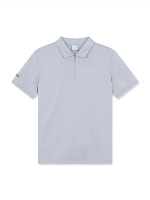 Basic Zip-Up Collar T-Shirts L.Grey