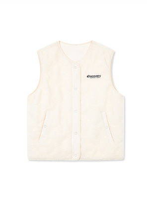 [WMS] Reversible Quilted Fleece Vest Cream
