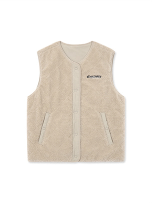 [WMS] Reversible Quilted Fleece Vest L.Beige