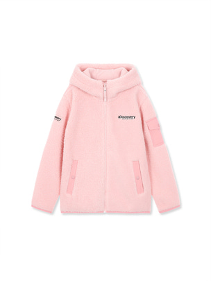 [KIDS] Back Graphic Fleece Hood Jacket Pink