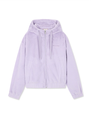 [WMS] Eco-Fur Hood Shorts Jacket D.Violet