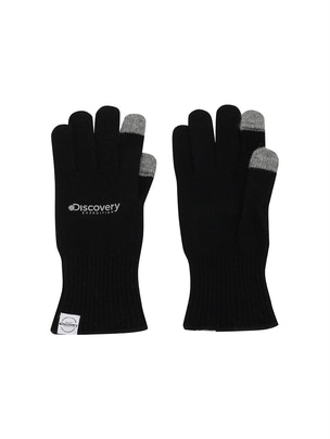 Open Finger Knit Gloves Black