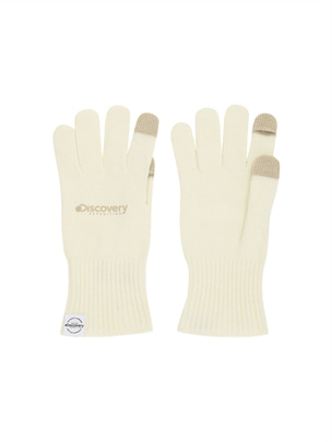 Open Finger Knit Gloves Ivory