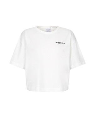 [WMS] Overfit Small Logo Women Crop Water T-Shirts Off White