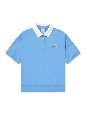 [WMS] Artwork Logo Collar T-Shirts L.Cobalt Blue