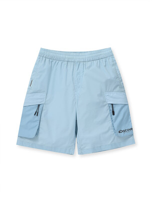 [KIDS] Zipper Pocket Haif Pants D.Blue