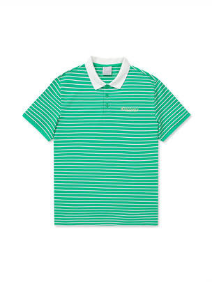 Stripe Collar T-Shirts Neon Green