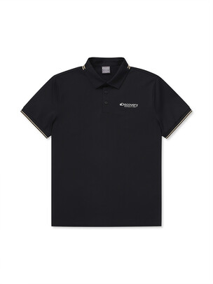 Color Tipping Collar T-Shirts Black