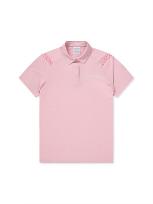 [WMS] Raglan Sleeve Lettering Collar T-Shirts D.Pink