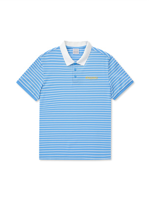 Stripe Collar T-Shirts L.Cobalt Blue