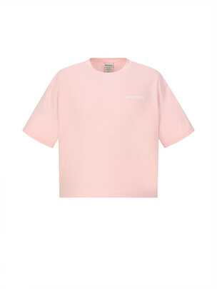 [WMS] Main Crew Back Graphic Crop Water T-Shirts  L.Peach