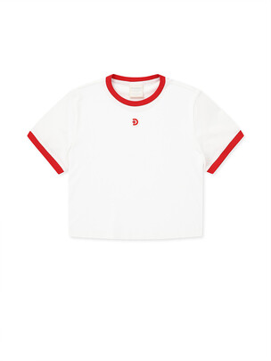 [WMS] Crop Ringer T-Shirts Red