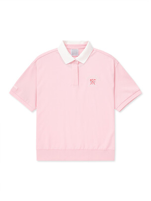 [WMS] Artwork Logo Collar T-Shirts L.Pink
